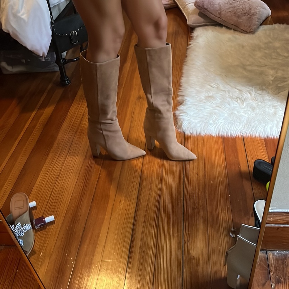 Steve Madden taupe suede knee high boots